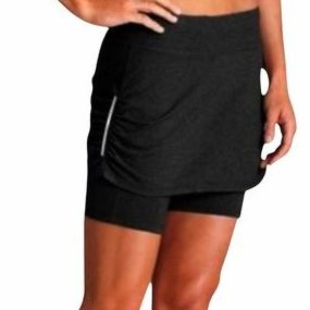 ATHLETA XXS Ruched Black Athletic Skort 87% Nylon 13% Spandex